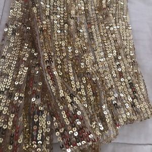 Gold Sequin Thin Scarf.